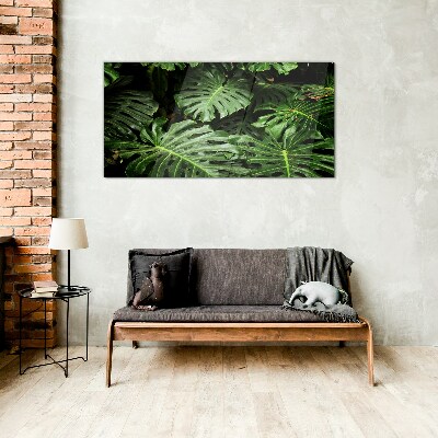 Green jungle Wall art on glass