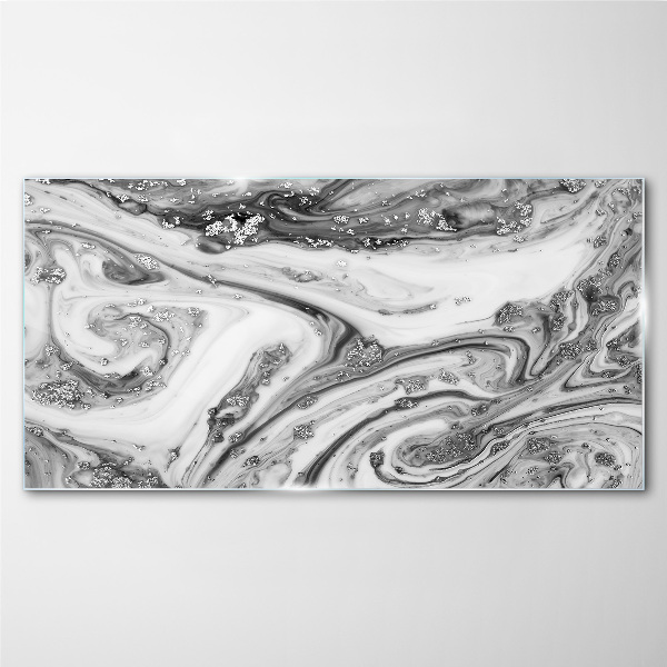 Monochromatic swirls with metallic accents Wall art on glass
