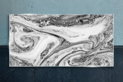 Monochromatic swirls with metallic accents Wall art on glass