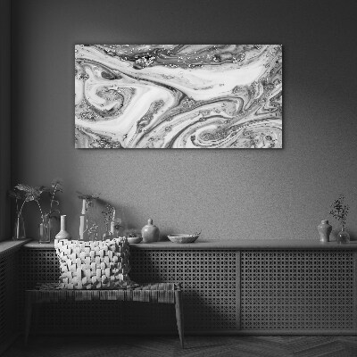 Monochromatic swirls with metallic accents Wall art on glass