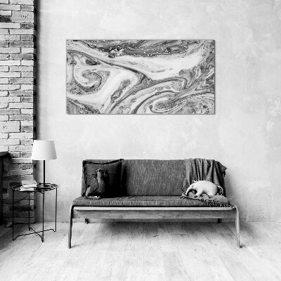 Monochromatic swirls with metallic accents Wall art on glass