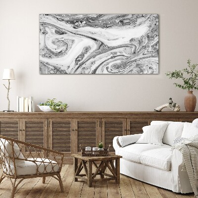 Monochromatic swirls with metallic accents Wall art on glass