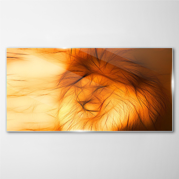 Golden Lion in Abstract Form Wall art on glass