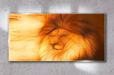 Golden Lion in Abstract Form Wall art on glass