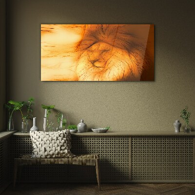 Golden Lion in Abstract Form Wall art on glass