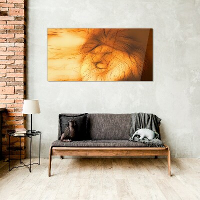 Golden Lion in Abstract Form Wall art on glass