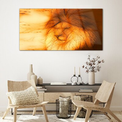 Golden Lion in Abstract Form Wall art on glass