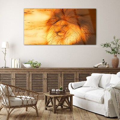 Golden Lion in Abstract Form Wall art on glass