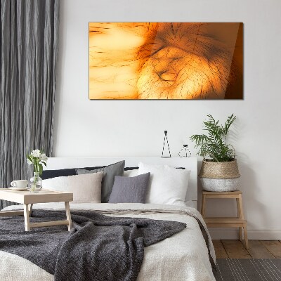 Golden Lion in Abstract Form Wall art on glass