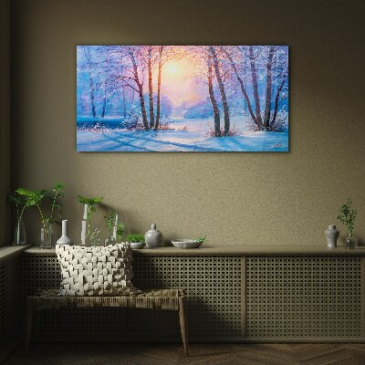 Winter morning in the forest Glass art print