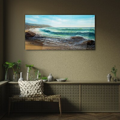 Coast waves Glass Print