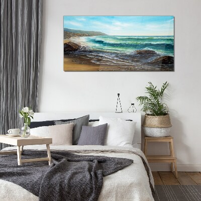 Calm waves on the seashore Glass art print