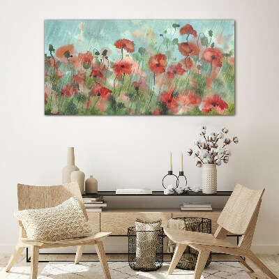 A floral landscape in a spring aura Glass art print