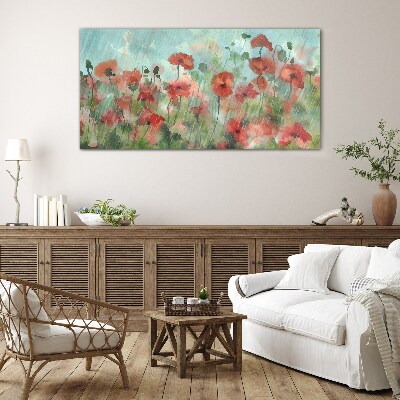 A floral landscape in a spring aura Glass art print
