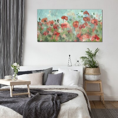 A floral landscape in a spring aura Glass art print