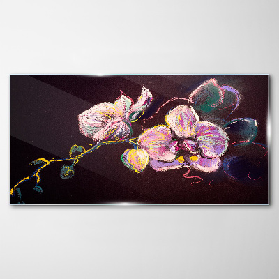 Abstract flowers leaves Glass Wall Art