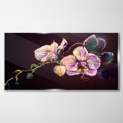 Floral composition on a dark background Glass art print