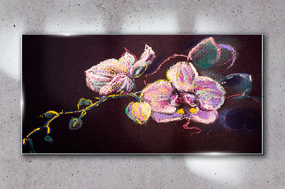 Floral composition on a dark background Glass art print