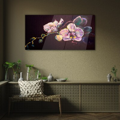 Floral composition on a dark background Glass art print