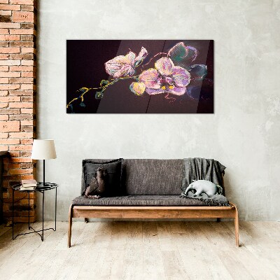 Floral composition on a dark background Glass art print