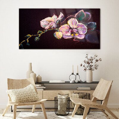 Abstract flowers leaves Glass Wall Art