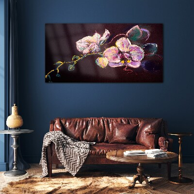 Floral composition on a dark background Glass art print