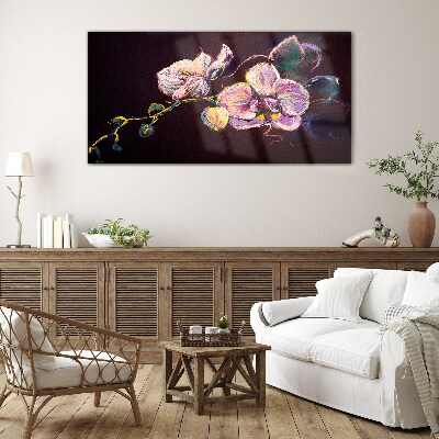 Floral composition on a dark background Glass art print