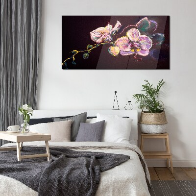 Floral composition on a dark background Glass art print
