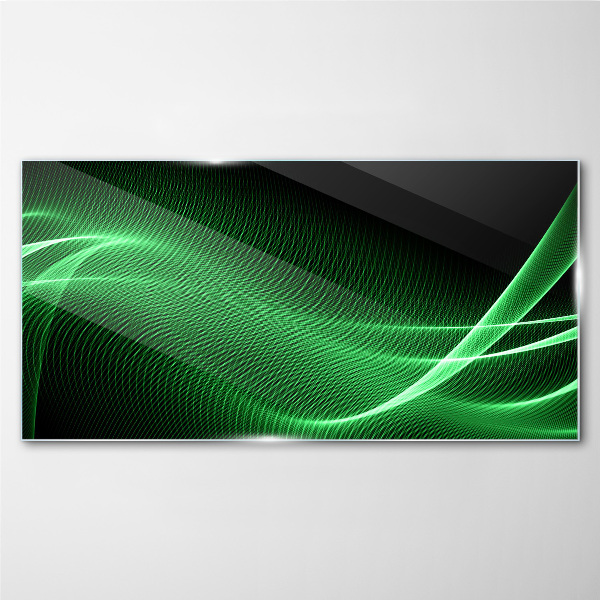 Green energy waves Glass art print