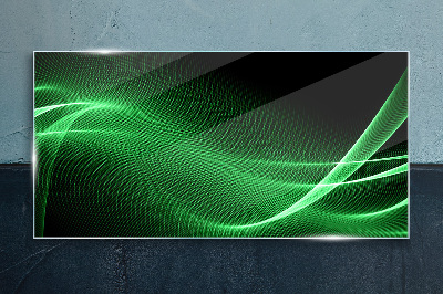 Green energy waves Glass art print