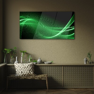 Green energy waves Glass art print