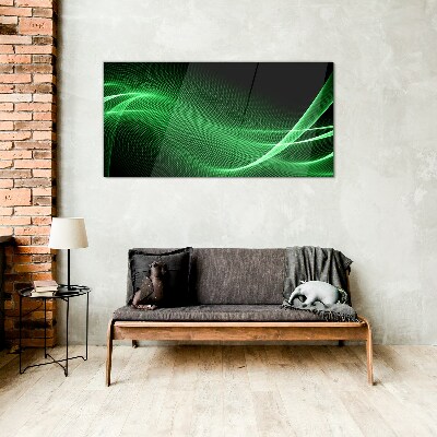 Green energy waves Glass art print