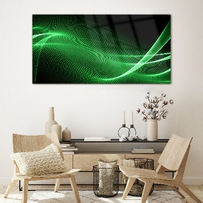 Green energy waves Glass art print