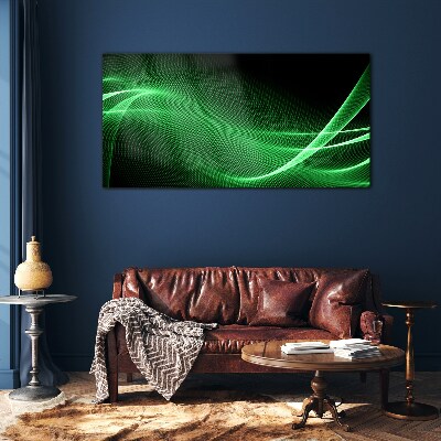 Green energy waves Glass art print