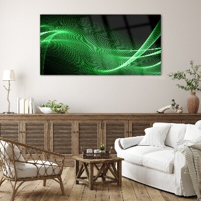 Green energy waves Glass art print