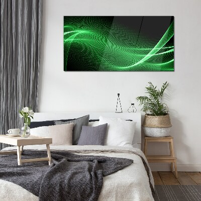 Green energy waves Glass art print