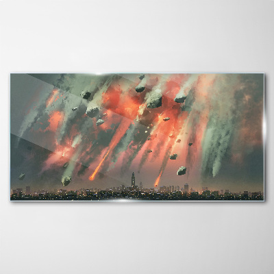 Apocalyptic cityscape Wall art on glass
