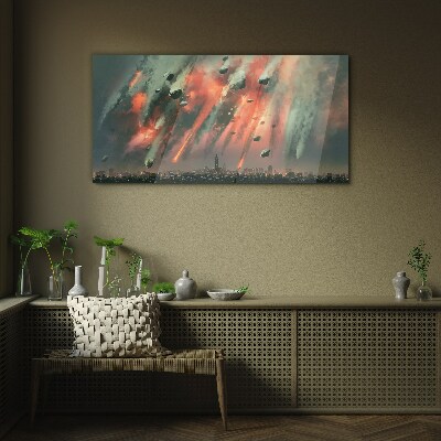 Apocalyptic cityscape Wall art on glass