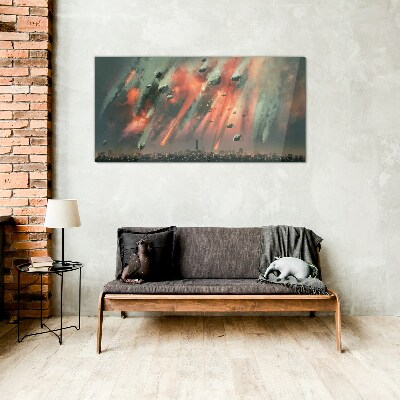 Apocalyptic cityscape Wall art on glass