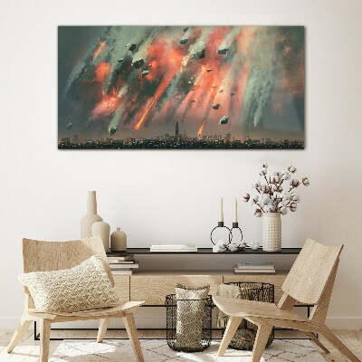 Apocalyptic cityscape Wall art on glass