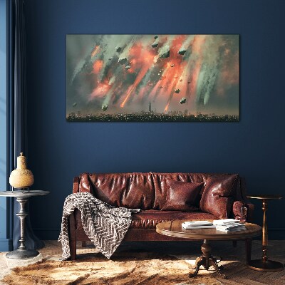 Apocalyptic cityscape Wall art on glass