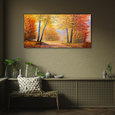 Autumn forest nature Glass Print