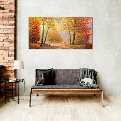 Autumn forest nature Glass Print