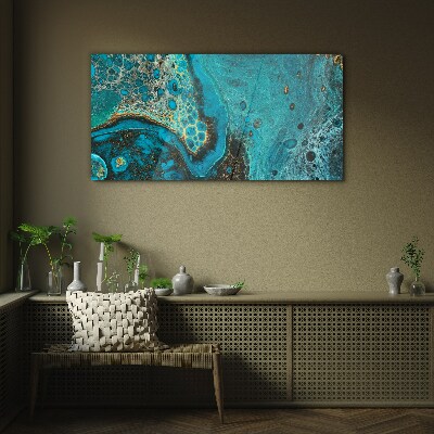 Ocean waves in blue tones Wall art on glass