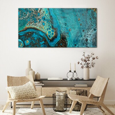 Ocean waves in blue tones Wall art on glass