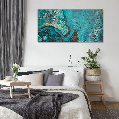 Ocean waves in blue tones Wall art on glass