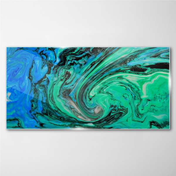 Swirling shades of blue and green Glass art print