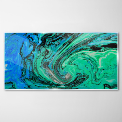 Swirling shades of blue and green Glass art print