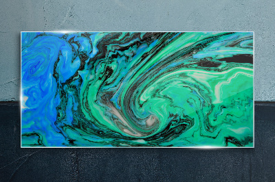 Swirling shades of blue and green Glass art print