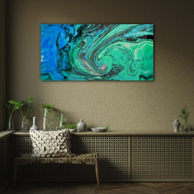 Swirling shades of blue and green Glass art print